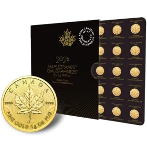 Золотий набір монет Canada 2026 — Maplegram 25 x 1 г Au 999.9