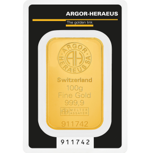 Sztabka złota Argor-Heraeus 100 gramów