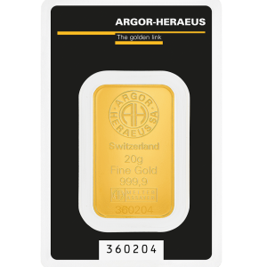 Золотий злиток Argor-Heraeus 20 грамів