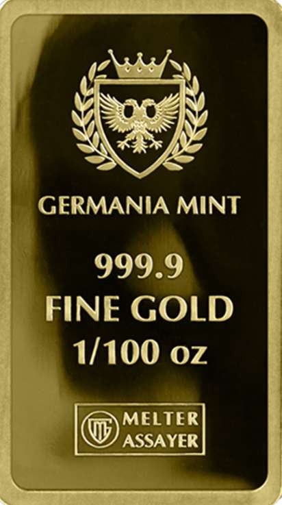 Золотий злиток Germania Mint 1/100 унції (0,31 г) - Зображення 3
