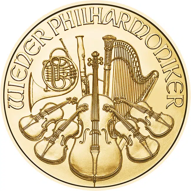 Złota moneta Filharmonicy Wiedeńscy 1/2 uncji (15,55 g) — Austriacka elegancja 2026 r.