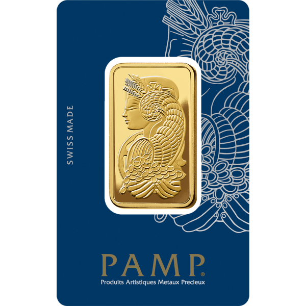 PAMP Lady Fortuna gold bar 1 ounce (31.1 g), 999.9 fineness, Swiss gold.